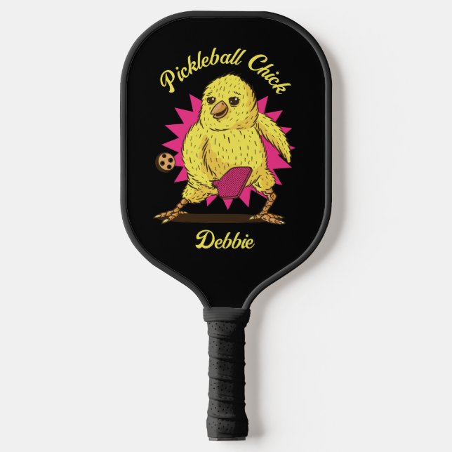 Raquette De Pickleball Funny Pickleball Chick personnalisé avec nom (Recto)