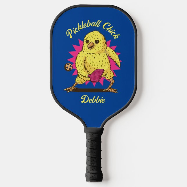Raquette De Pickleball Funny Pickleball Chick personnalisé avec nom (Recto)