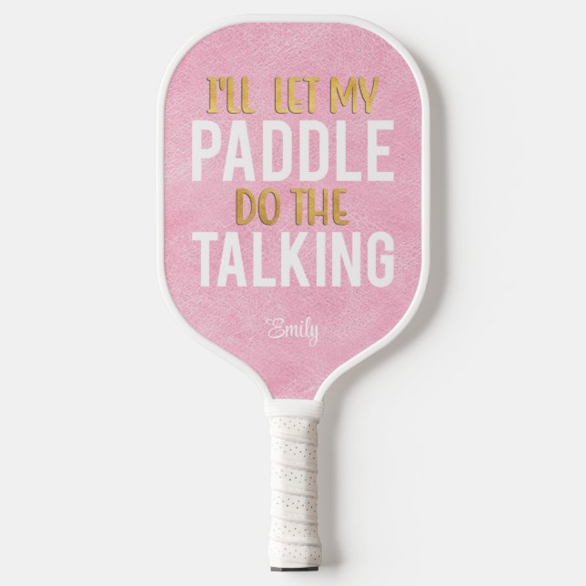 Raquette De Pickleball Funny Pickleball Pink White Gold Paddle (Recto)