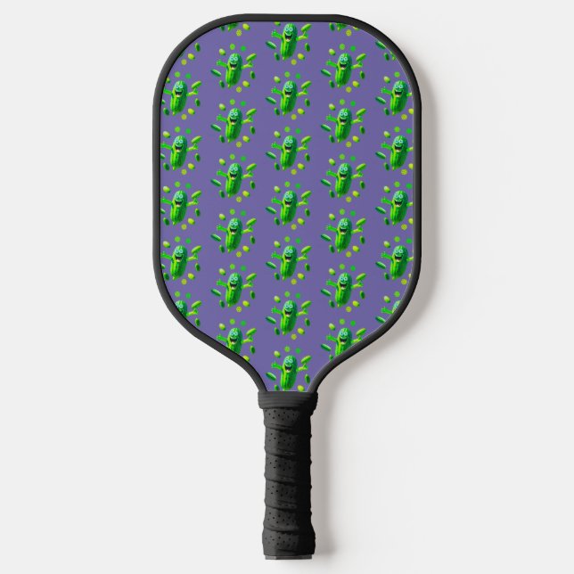 Raquette De Pickleball Funny Pickleman vert sur Arrière - plan pourpre (Recto)
