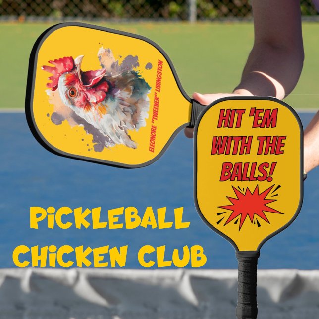 Raquette De Pickleball Funny Watercolor Chicken Personalized (Créateur téléchargé)