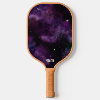 Raquette De Pickleball Galaxie violette moderne Nebula Nom personnalisé
