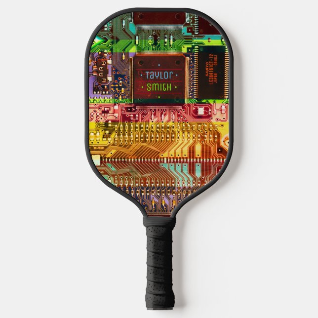 Raquette De Pickleball Geek couleur circuit imprimé électronique personna (Recto)