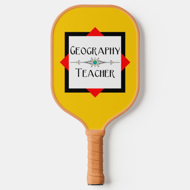 Raquette De Pickleball Géographie Bloc de couleurs de l'enseignant (Recto)