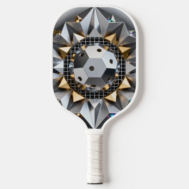 Raquette De Pickleball Geometric Metallic Pickleball Core Design (Recto)