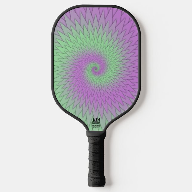 Raquette De Pickleball Géométrique Violet et Vert (Recto)