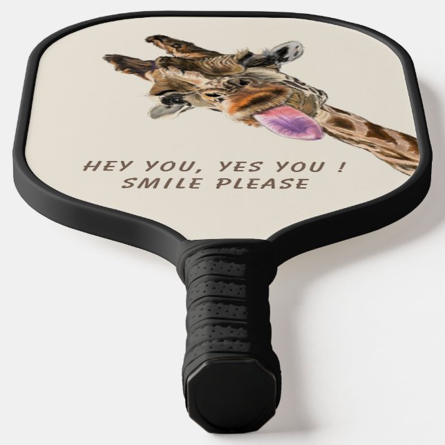 Raquette De Pickleball Girafe Tongue Out Jouer Pickleball Paddle Smile (Poser)