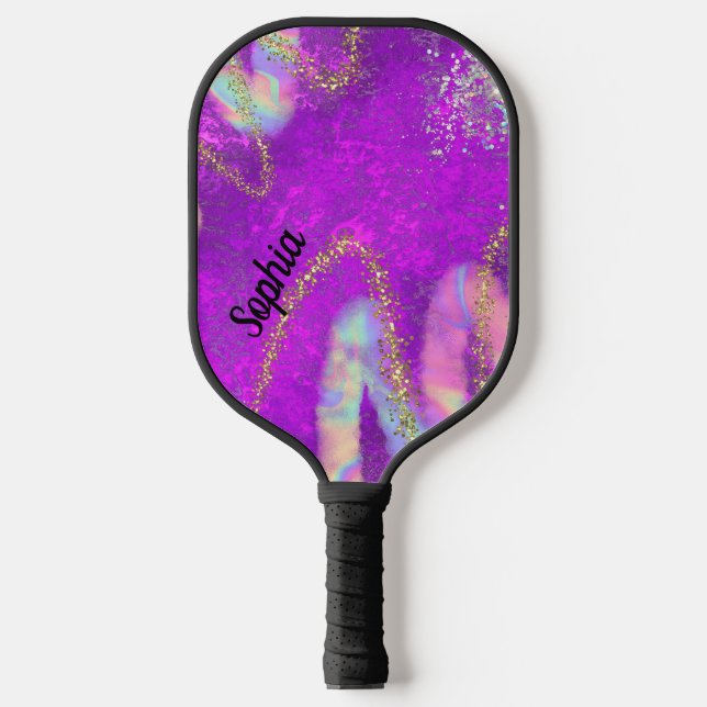 Raquette De Pickleball Glam amusant mignon purple et or (Recto)