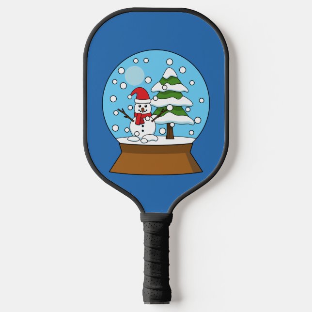 Raquette De Pickleball Globe de neige avec Snowman et Pine Tree (Recto)