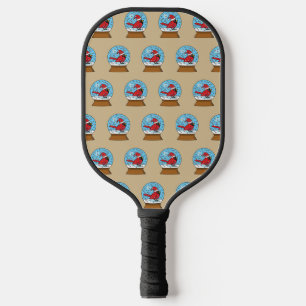Raquette De Pickleball Globe des neiges avec cardinal rouge mignon