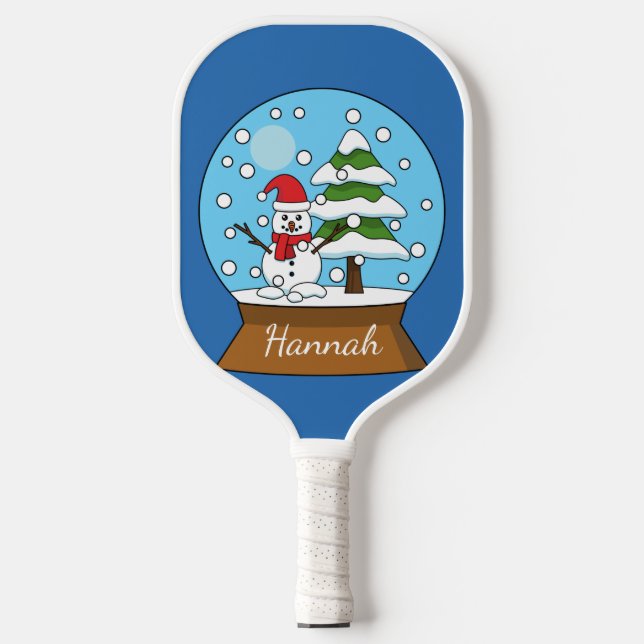 Raquette De Pickleball Globe des neiges avec Snowman et Pine Tree | Perso (Recto)