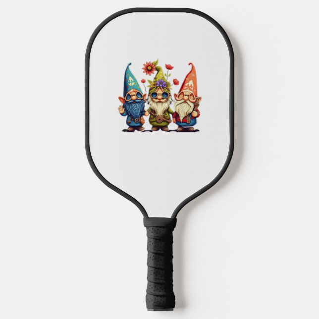 Raquette De Pickleball Gnome Cute et drôle gnome Hippie tournesol paix (Recto)