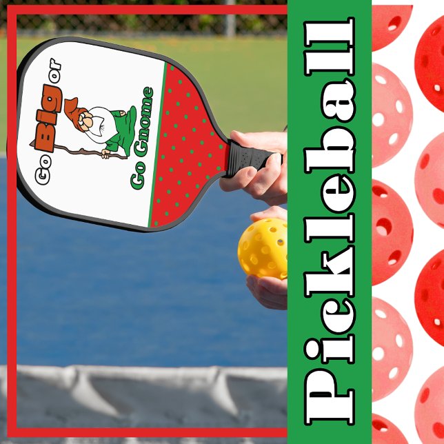 Raquette De Pickleball Go Big ou Go Gnome, Pois rouges et verts (Go Big or Go Gnome, Red and Green Polka Dots Pickleball Paddle
)