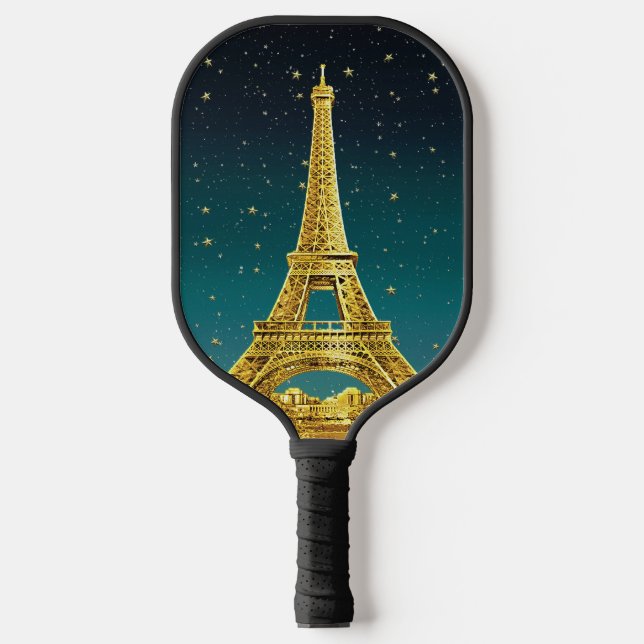 Raquette De Pickleball Gold Paris Skyline #2 Turquoise Star Sky (Recto)