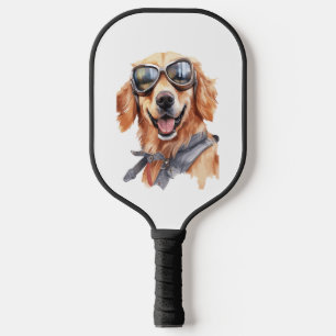 Raquette De Pickleball Golden Retriever avec lunettes de soleil