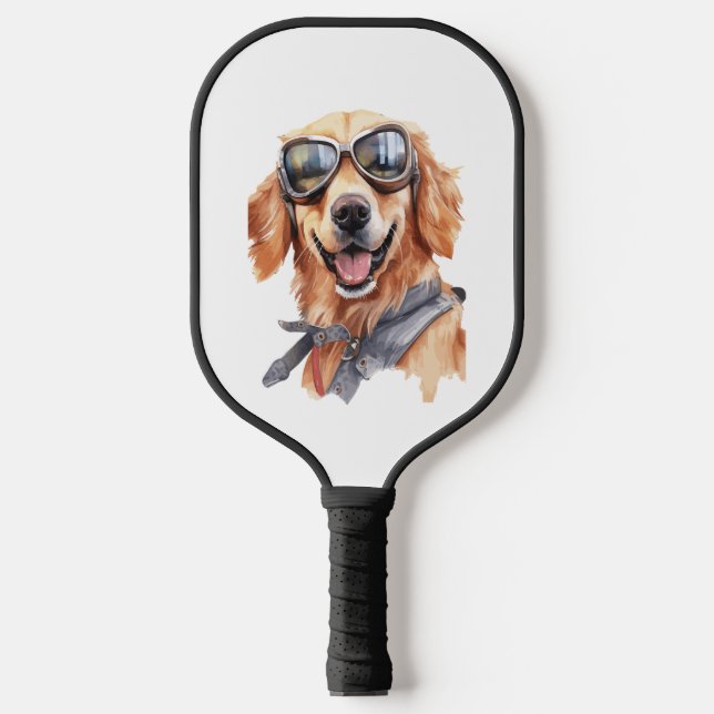 Raquette De Pickleball Golden Retriever avec lunettes de soleil (Recto)