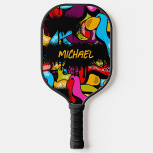 Raquette De Pickleball Graffiti Hip Hop Street Art Néon Coloré