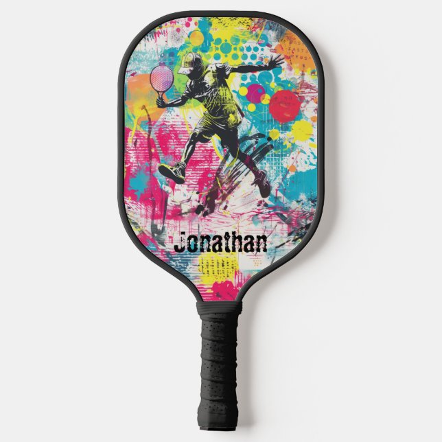 Raquette De Pickleball Graffiti sportif d'homme jouant (Verso)