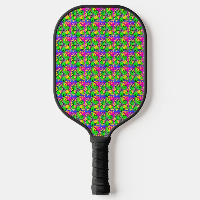 RAQUETTE DE PICKLEBALL "GRAND DESIGN VERT BLEU ROUGE MIXTE COULEURS (Recto)