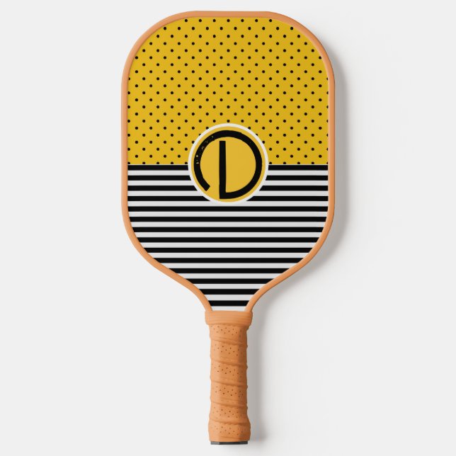 Raquette De Pickleball Grandes Et Pois Noirs Et Blancs (Recto)