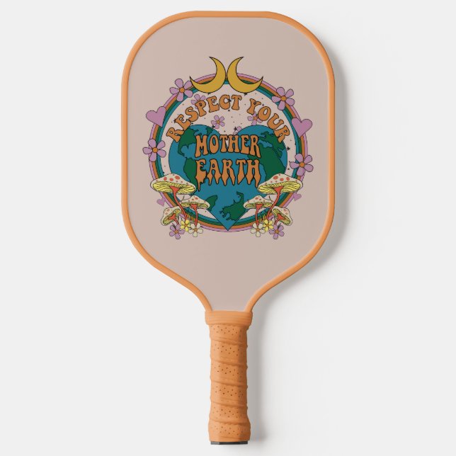 Raquette De Pickleball Graphique de la Terre mère rétro des années 70 (Recto)