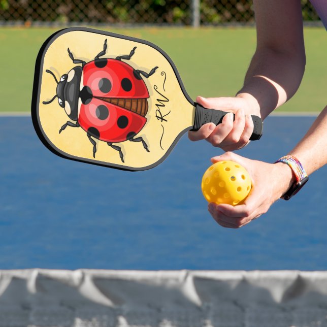 Raquette De Pickleball Graphique Ladybug mignon avec initiales (Insitu)