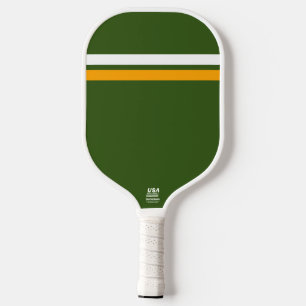 Raquette De Pickleball Gras Retro Vert foncé Blanc Jaune Bande De Course