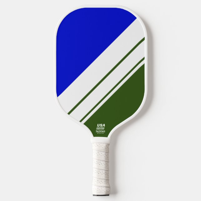 Raquette De Pickleball Gras Royal Blue Forest Green White Racing Stripes (Recto)