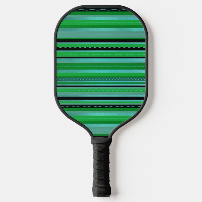 Raquette De Pickleball Green Blue Stripes Design Pickleball Paddle (Recto)