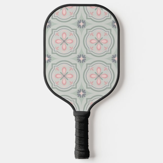 Raquette De Pickleball Green Pastel Floral Tiles (Recto)