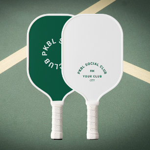 Raquette De Pickleball Green PKBL Social Club Monogram Crest