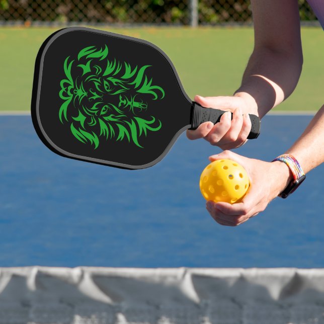 Raquette De Pickleball Green Safari Lion Head Tribal Art (Insitu)