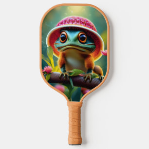 Raquette De Pickleball grenouille dans un chapeau et souris dans un chape