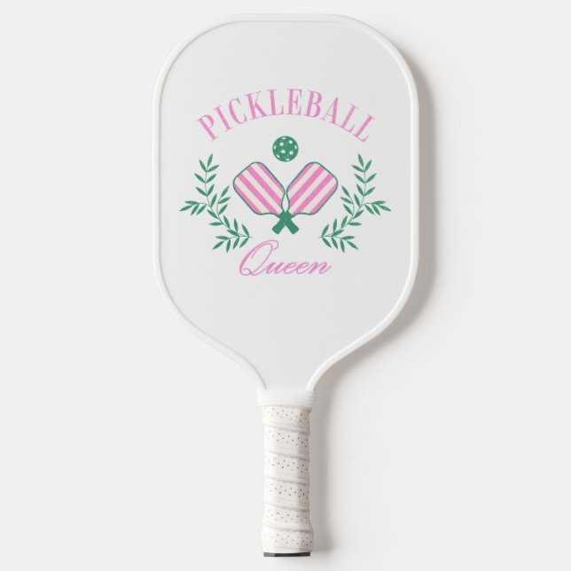 Raquette De Pickleball Grille rose et blanche | Pickleball Queen (Recto)