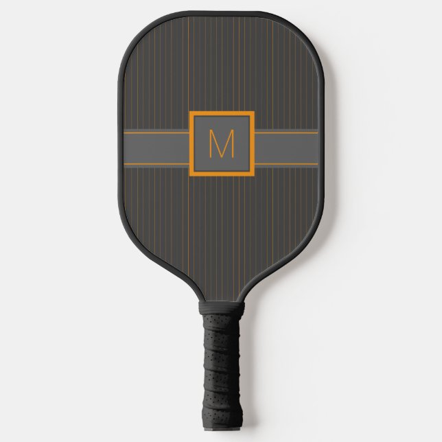 Raquette De Pickleball Gris avec des rayures orange (Recto)