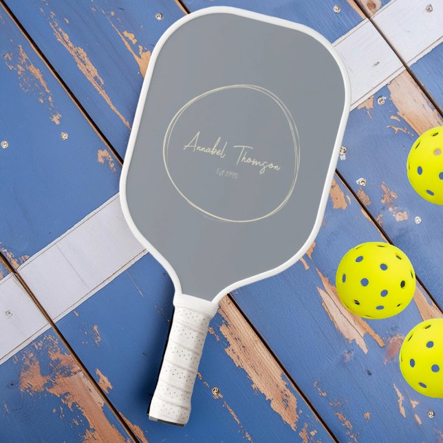 Raquette De Pickleball Gris colombe Modernité du milieu du siècle | Nom d (Créateur téléchargé)