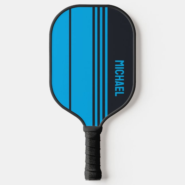 Raquette De Pickleball Gris et bleu solides personnalisables (Recto)