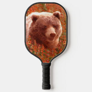 Raquette De Pickleball Grizzly Bear Cub dans Fireweed Peinture Art de la