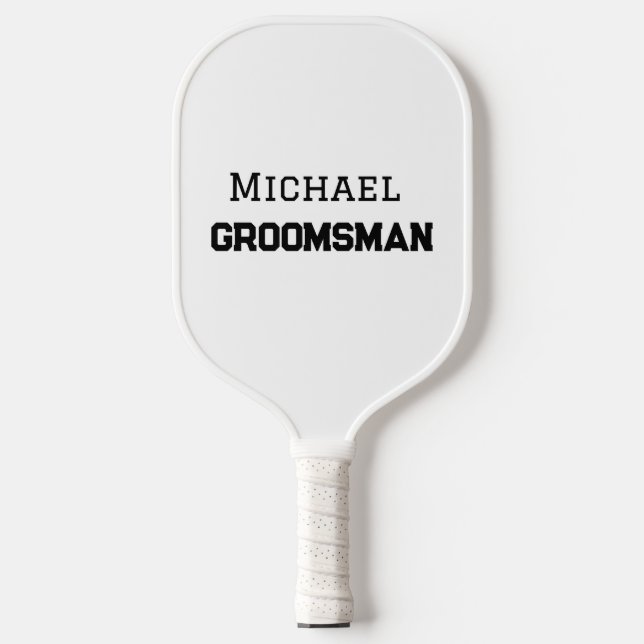 Raquette De Pickleball Groomsman simple minimal ajouter nom moderne mascu (Recto)