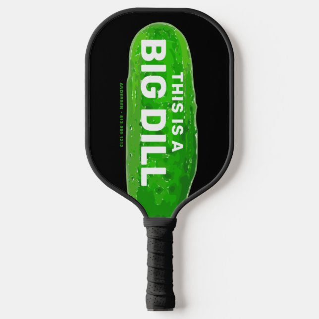 Raquette De Pickleball Gros Dill Cartoon Funny Personnalisé Noir (Recto)