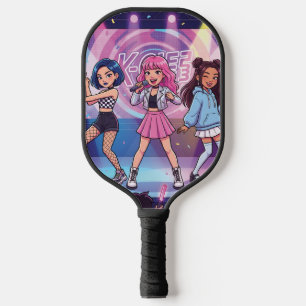 Raquette De Pickleball Groupe de filles de KPop en dessin animé