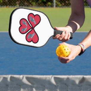 Raquette De Pickleball Grouper Twins - 3 cœurs rouges à bordure noire