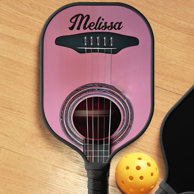 Raquette De Pickleball Guitare Acoustique rose Nom de l'instrument (pink acoustic guitar pickleball paddle)
