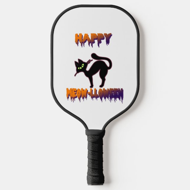 Raquette De Pickleball Halloween Citrouille de Chat Noir (Recto)