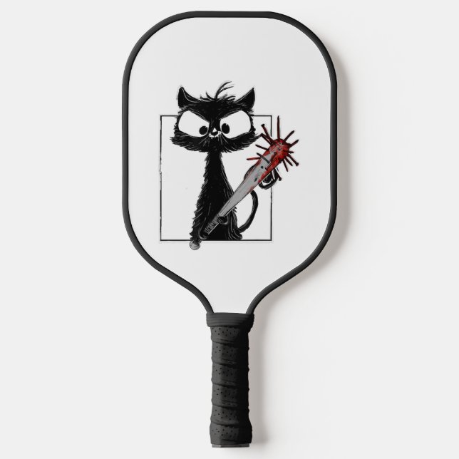 Raquette De Pickleball Halloween de baseball de chat noir (Recto)