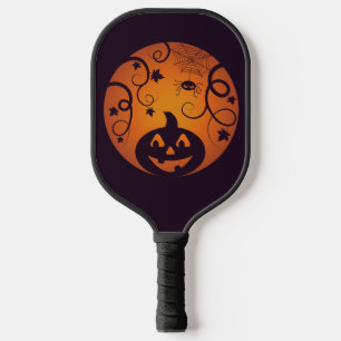 Raquette De Pickleball Halloween Jack-o'-lantern citrouille visage et ara