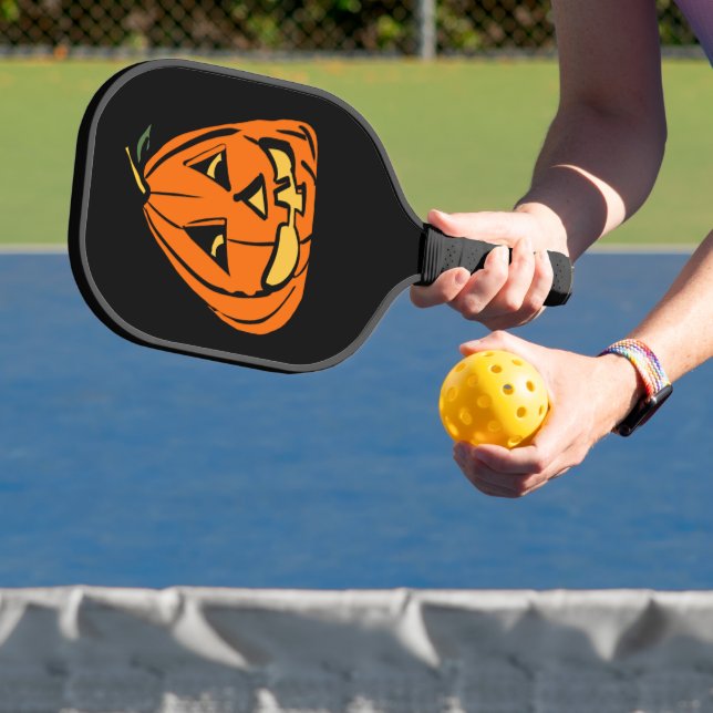 Raquette De Pickleball Halloween Wonky Citrouille (Insitu)