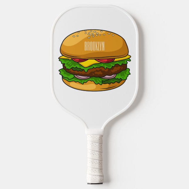 Raquette De Pickleball Hamburger cartoon illustration (Recto)