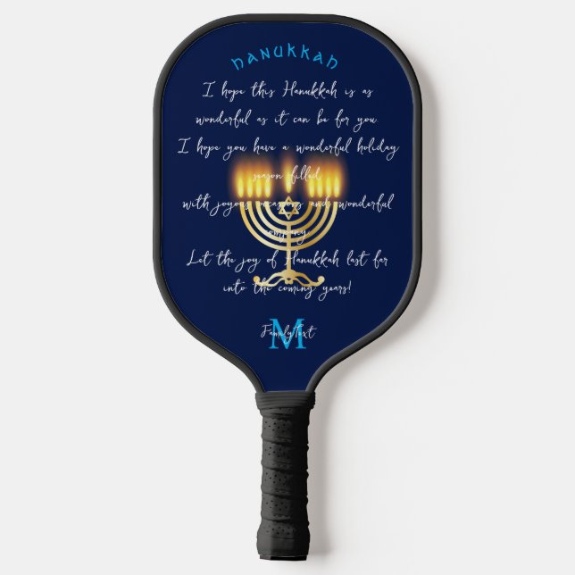 Raquette De Pickleball Hanukkiah Happy Hanoukka Juive Fête Menorah (Verso)