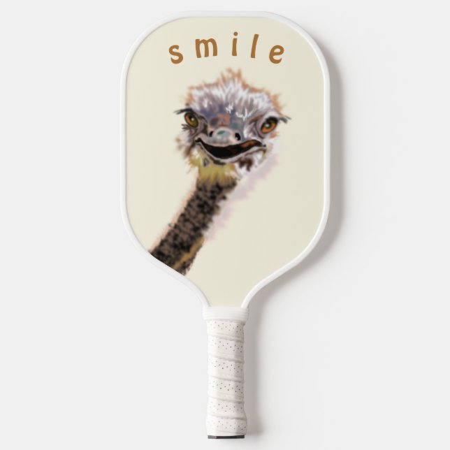 Raquette De Pickleball Happy Ostrich Smile Pickleball Paddle Funny (Recto)